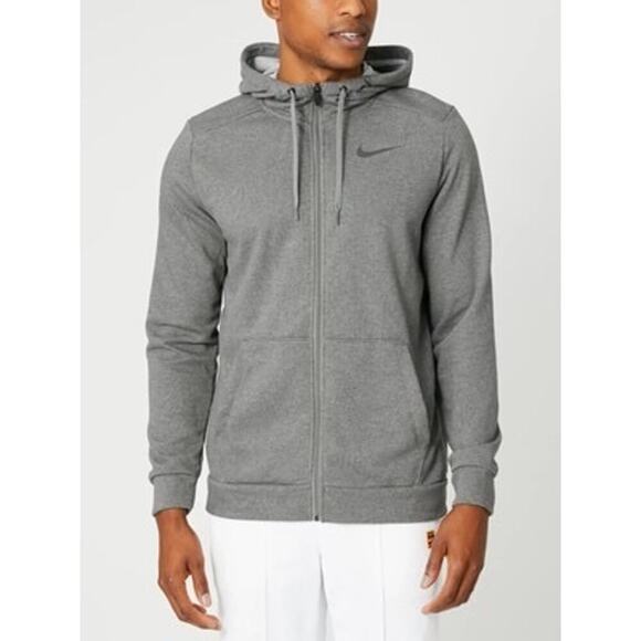 Nike Therma-Fit Swoosh Full Zip Hoodie Gray Men’s Medium Embroidered Logo NEW - Picture 1 of 9